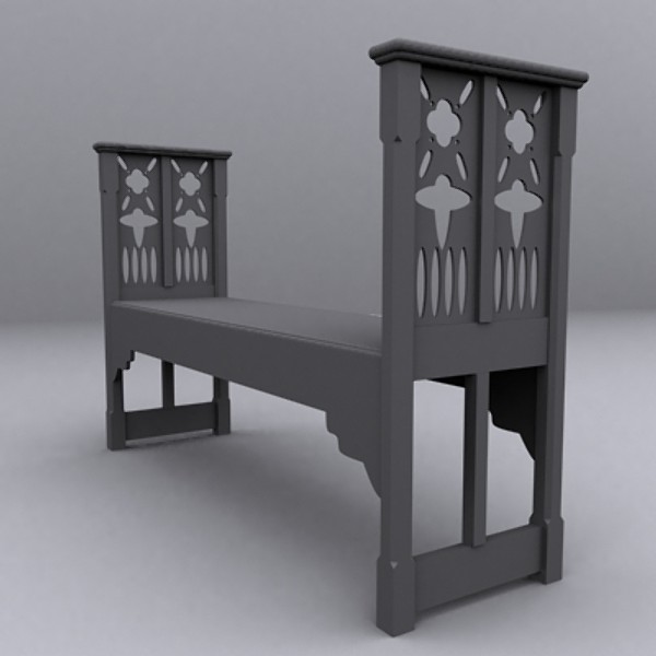 medieval bench 3d model - High Bench by SuIXo